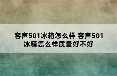 容声501冰箱怎么样 容声501冰箱怎么样质量好不好